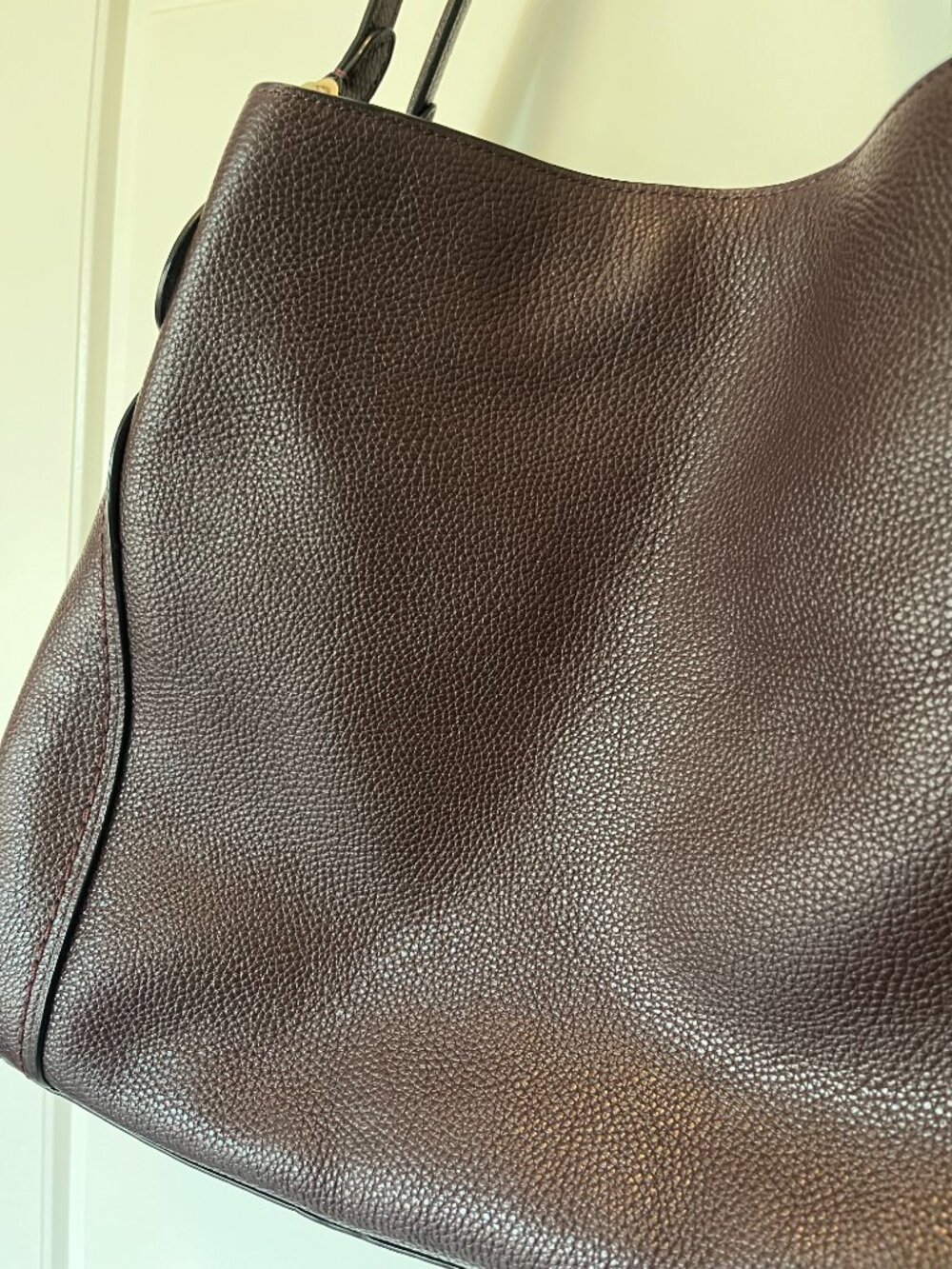 Coach Pebbled leather Shoulder Tote Bag - Dark Burgundy/Oxblood - Picture 3 of 8